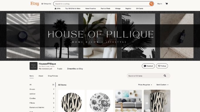 House of Pillique Etsy shop preview